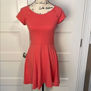 Hollister Coral Pink Fit and Flare Mini Dress Size Medium